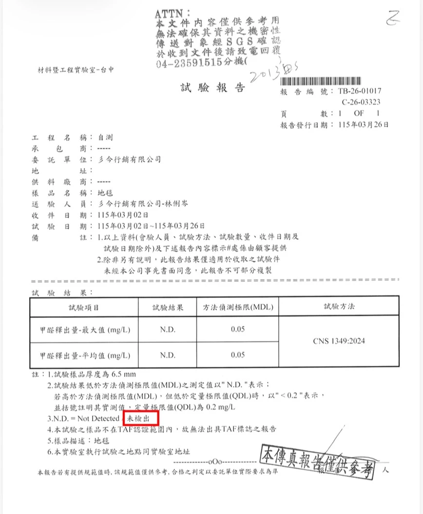 SGS 檢驗認證證書