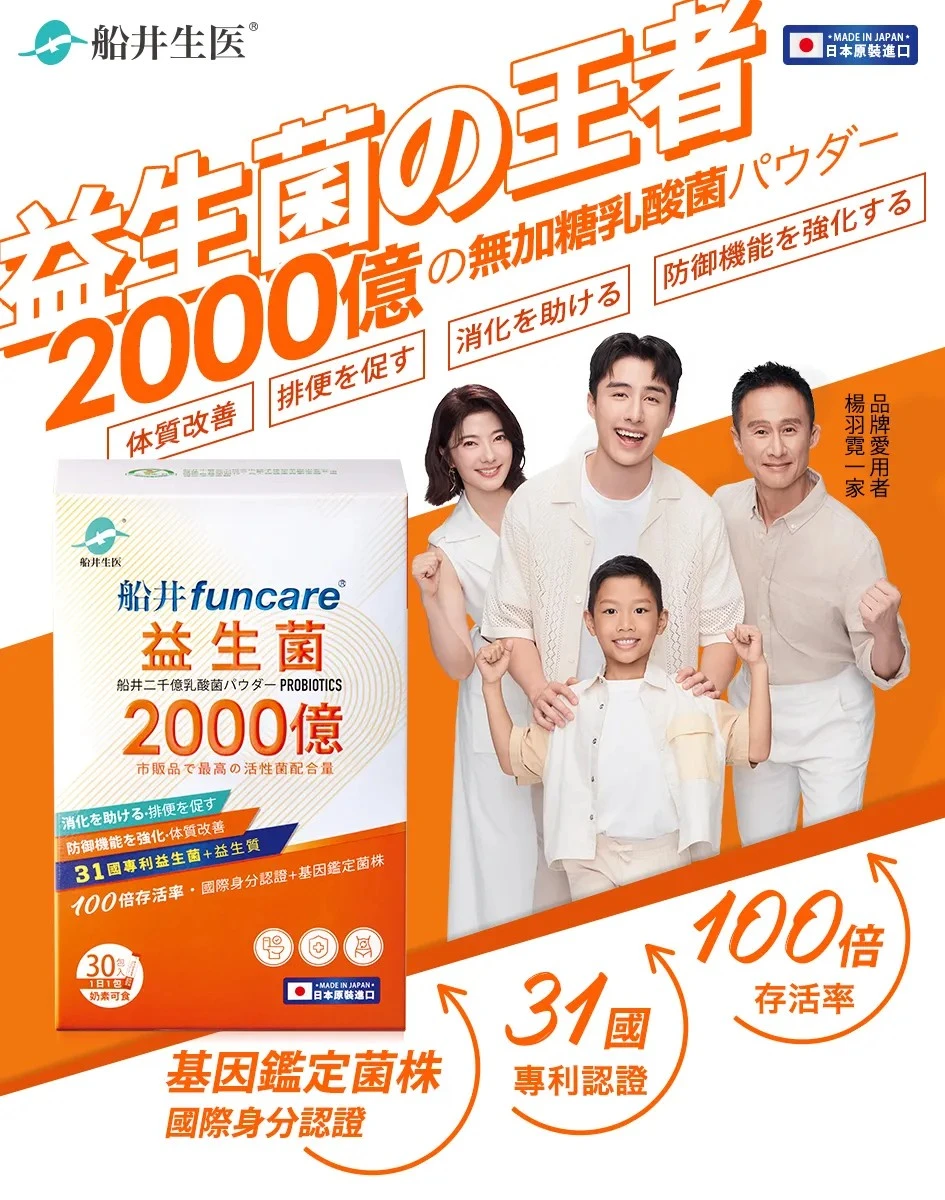 市售最高菌數，船井2000億益生菌